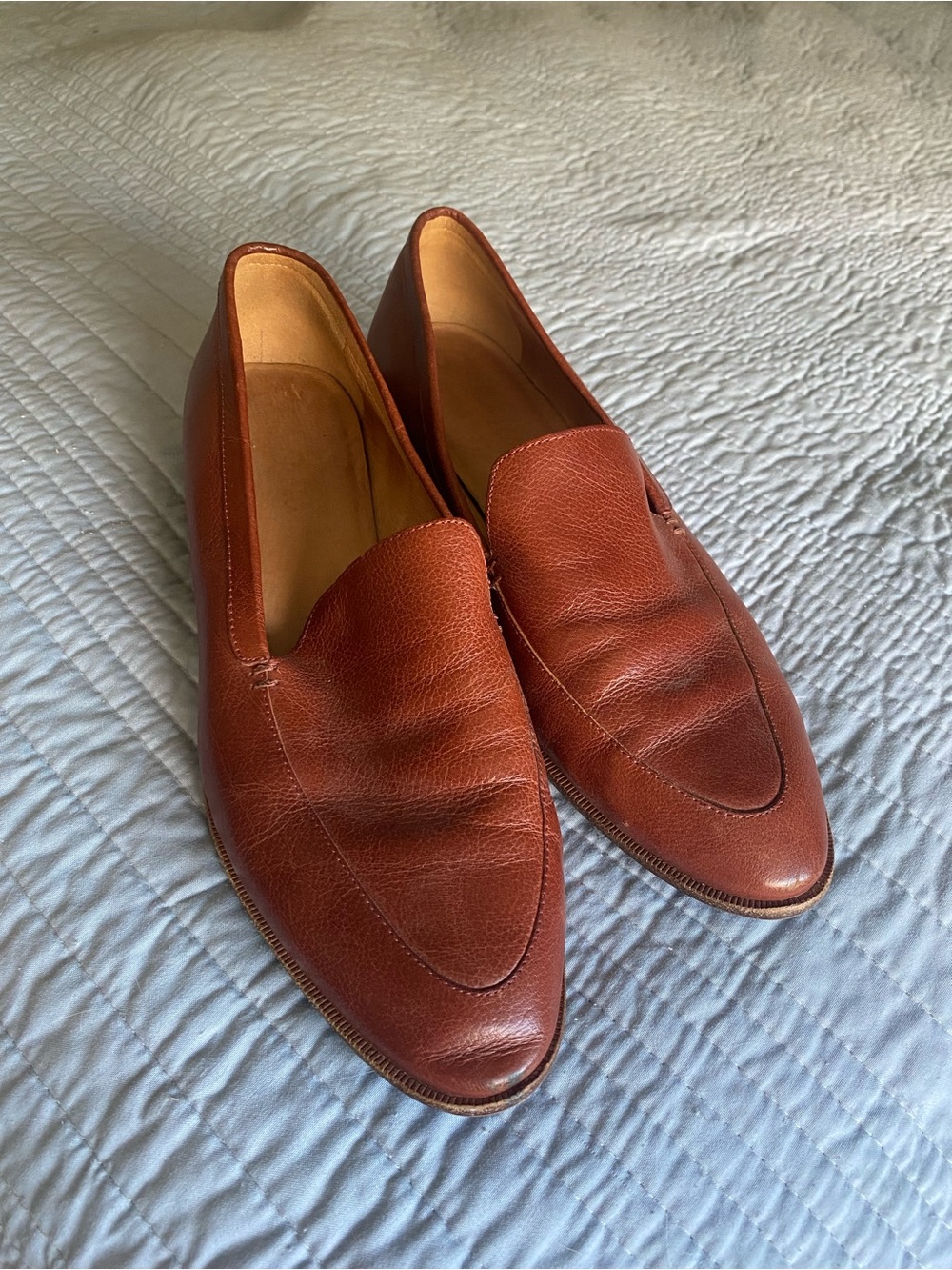 Madewell Women’s Slip-On Leather Loafers in Chestnut Brown